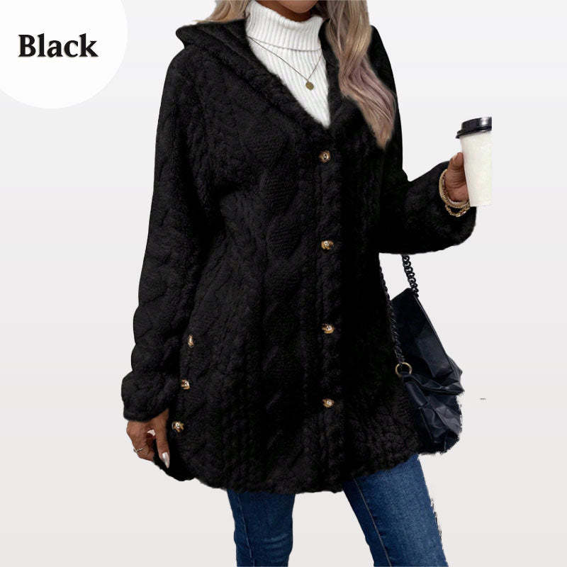 🧥Warm women's jacket with a hood in a diamond pattern