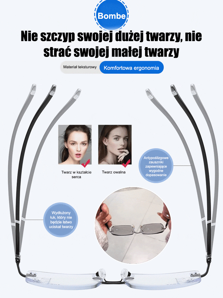 【Importowane z Włoch】Okulary z diamentowym szlifem i bez oprawek, zmieniające kolor pod wpływem niebieskiego światła👓chroni wzrok przeciw pogorszeniu