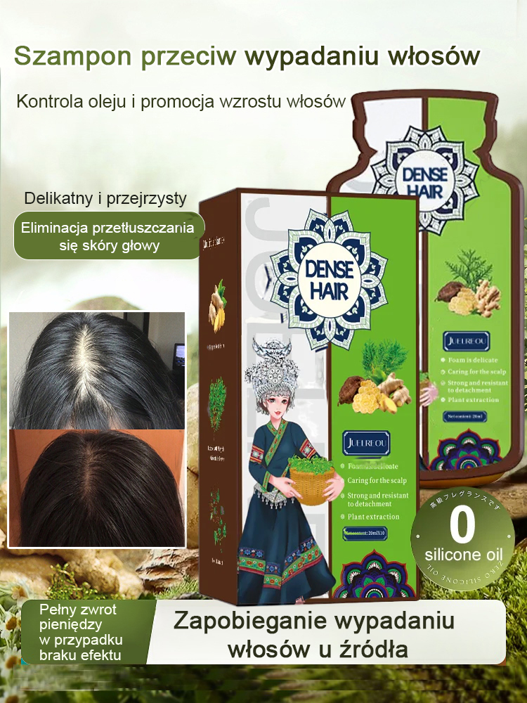 【Na wypadanie i łamliwość włosów】Gorąca sprzedaż Szampon przeciw wypadaniu włosów z ekstraktem z imbiru✨Japońska receptura ziołowa, włosy stają się bardziej gęste