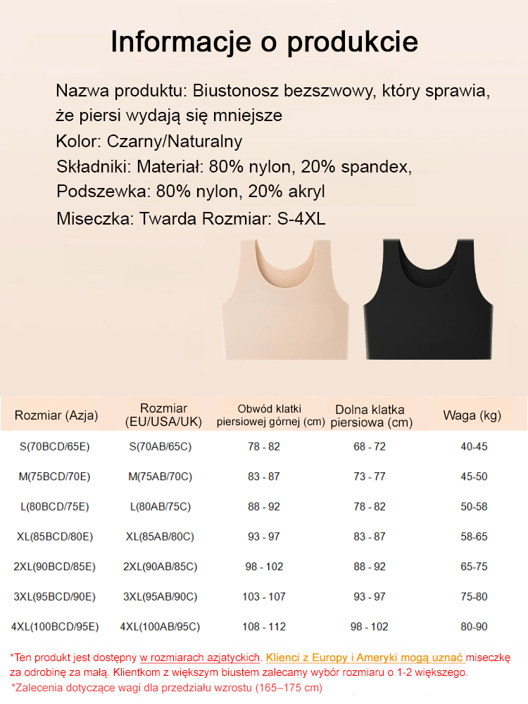 【Zaprojektowany dla dużych biustów】Biustonosz niewidoczny i mały biust✨Natychmiast stracisz 5 kg.
