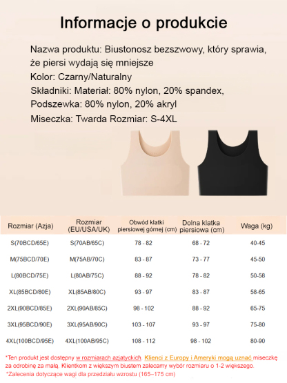 【Zaprojektowany dla dużych biustów】Biustonosz niewidoczny i mały biust✨Natychmiast stracisz 5 kg.