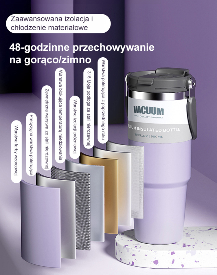 【Lód nie roztopi się przez cały dzień po napełnieniu】Kubek termiczny z funkcją utrzymania ciepła i zimna🧊🧊🧊48 godzin długotrwałego utrzymywania ciepła i zimna