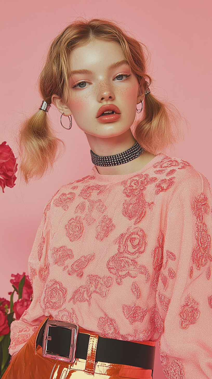Rose design long sleeve top