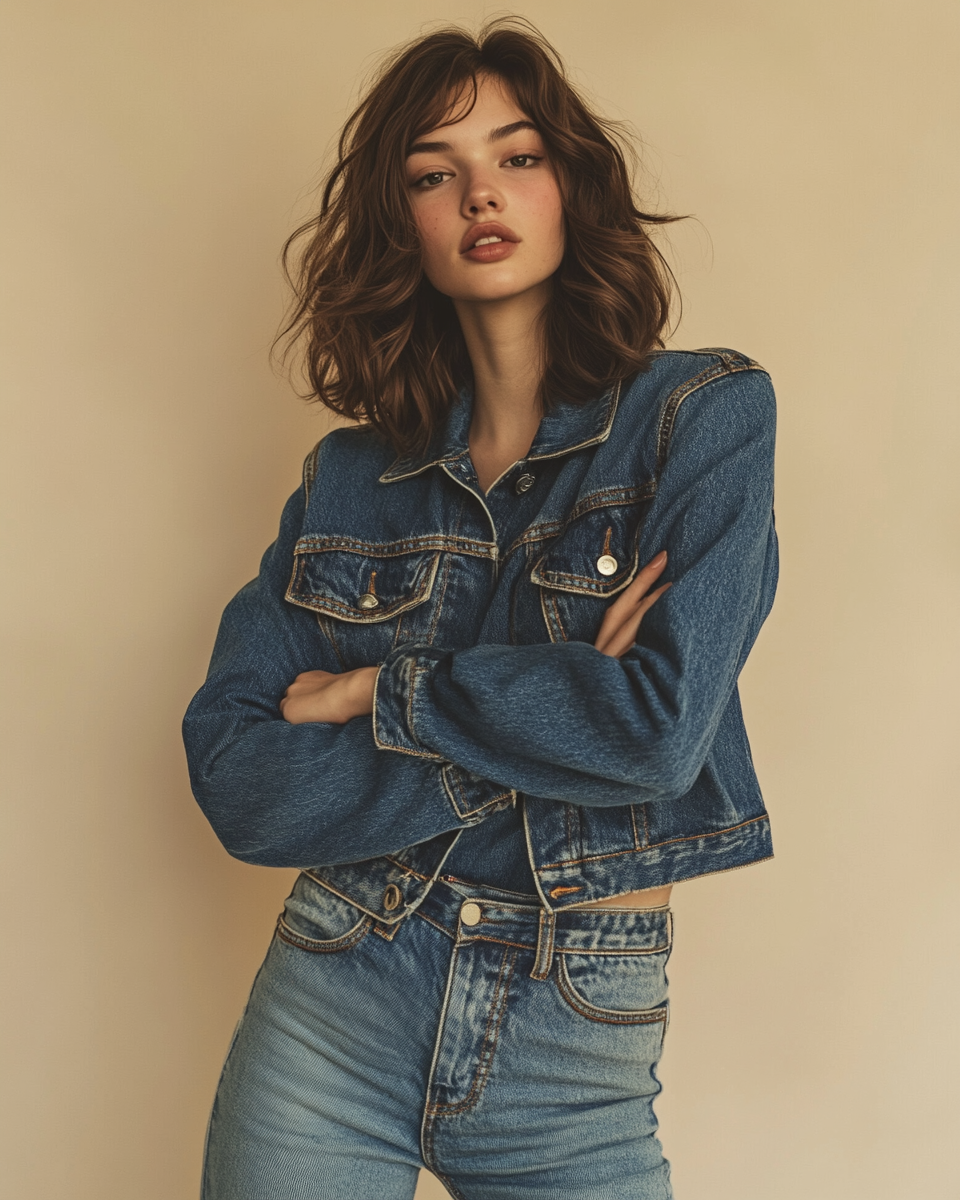 Trendy Denim Jacket with Distressing