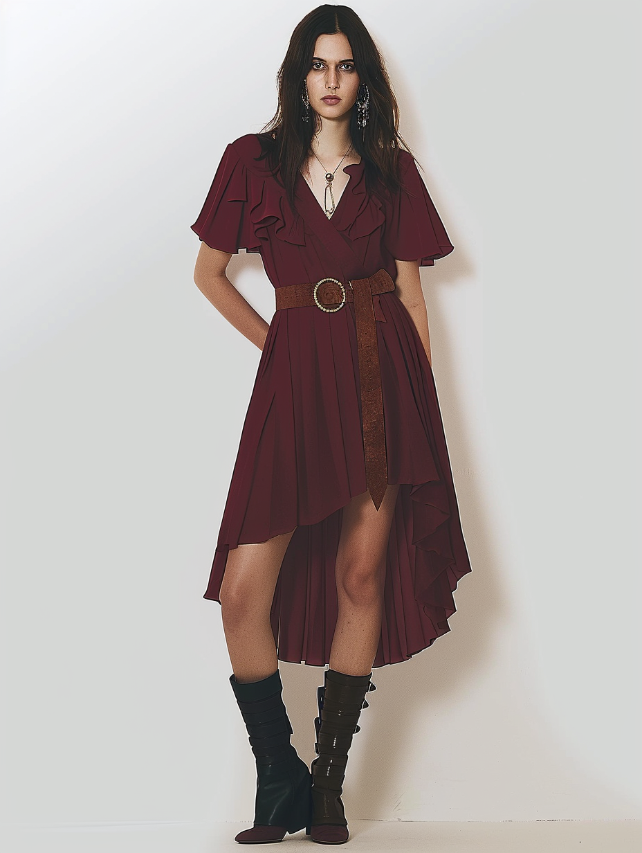 Stylish Shirt Dress with Belt