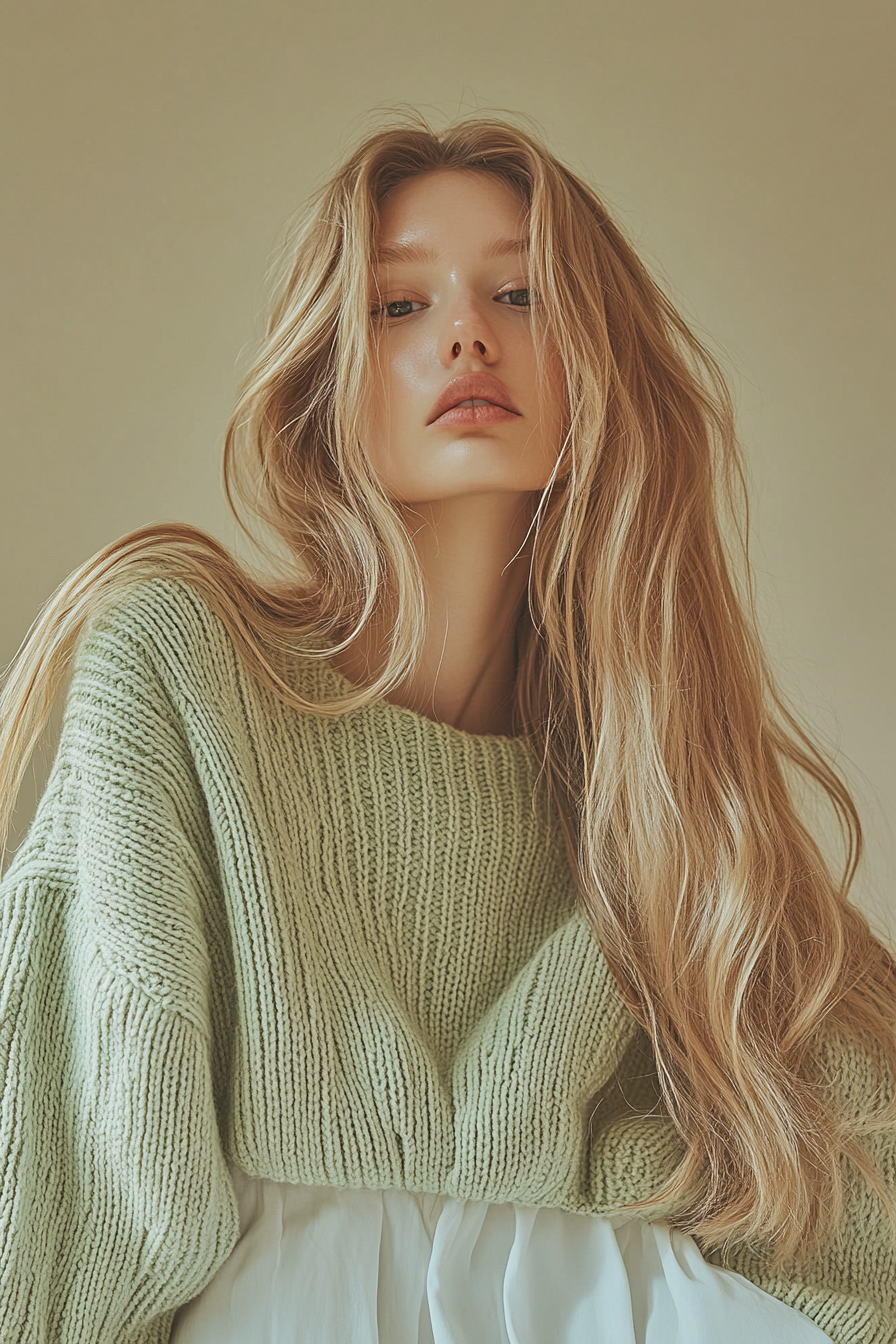 Cozy Knit Sweater with Balloon Sleeves