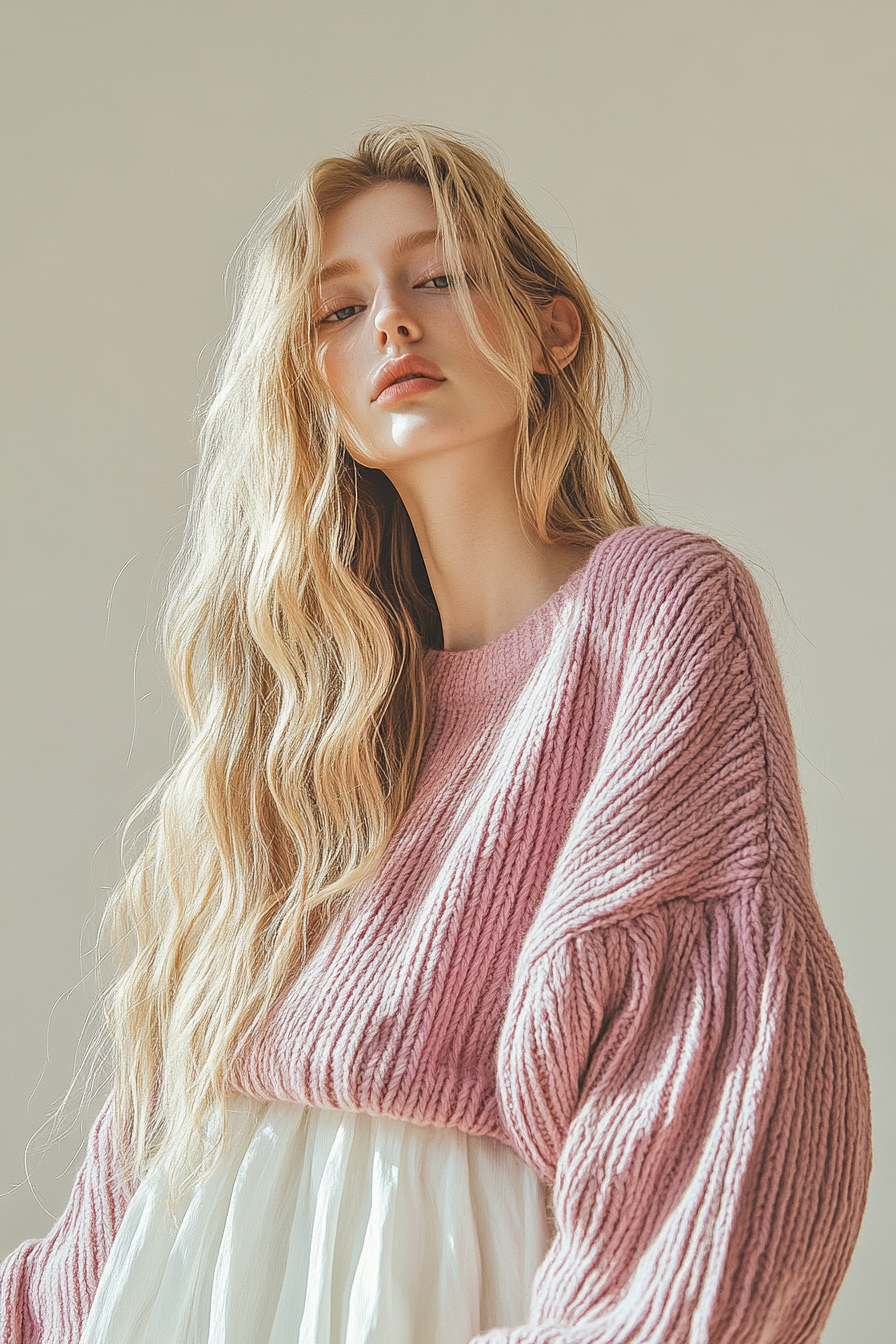 Cozy Knit Sweater with Balloon Sleeves