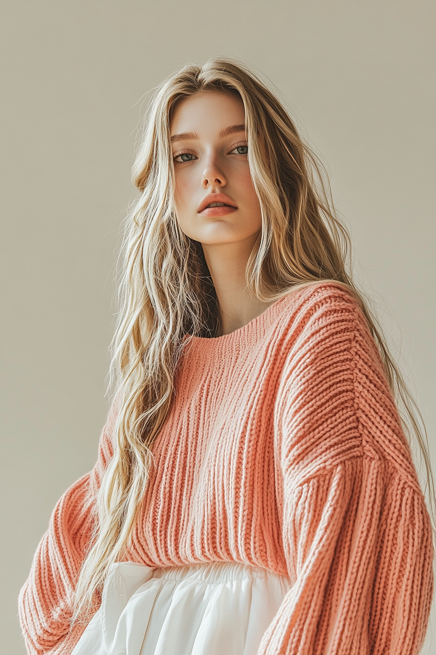 Cozy Knit Sweater with Balloon Sleeves