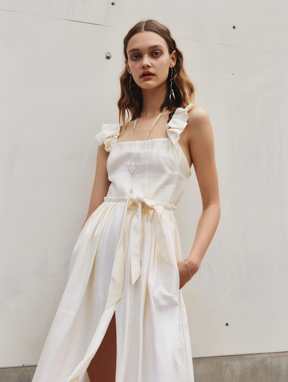 White slit casual dress