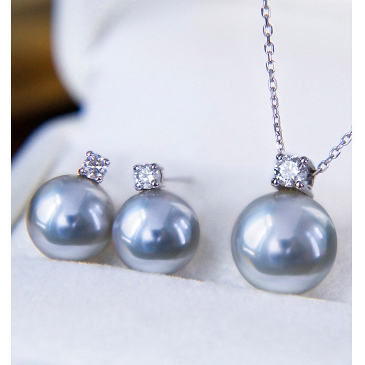 12-14mm Princess Tahitian Pearl & Sasha Diamond Pendant Necklace