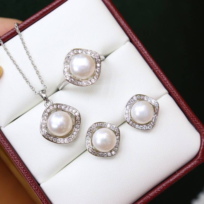 Halo Pearl Jewelry 4Pcs/Set - AAA Pearl Diamond