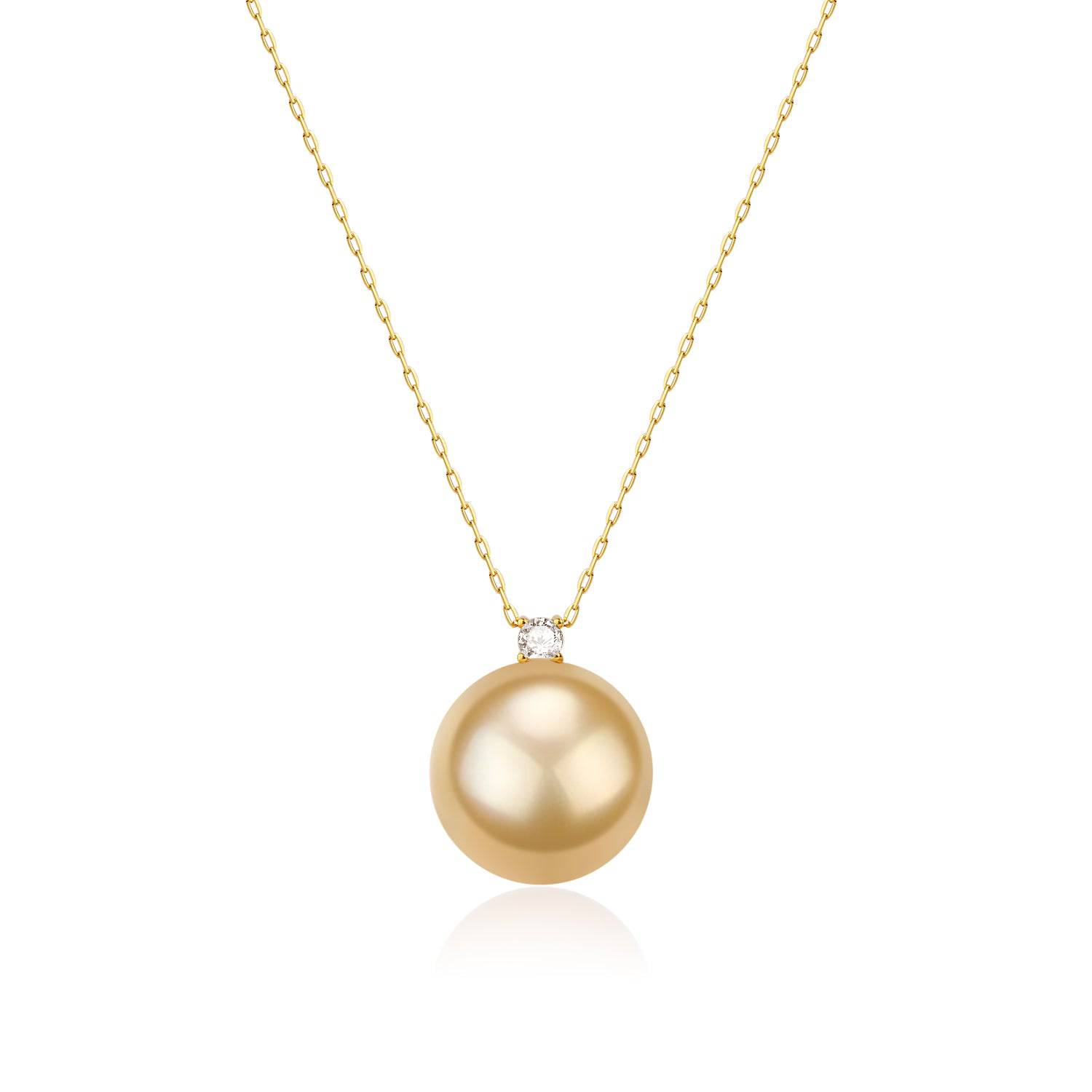 12-14 mm Golden South Sea Pearl & Sasha Pendant Necklace