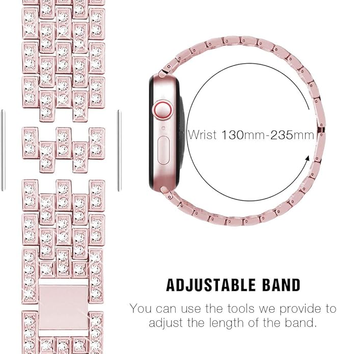 Apple Watch Band 38/40/41/42/44/45/46/49mm+ Case, Women Jewelry Bling Diamond Rhinestone Replacement Metal Bands & 2 Pack PC Protector Case for iWatch Ultra 3/2/1 Series 11/10/9/8/7/6/5/4/3/2/1/SE
