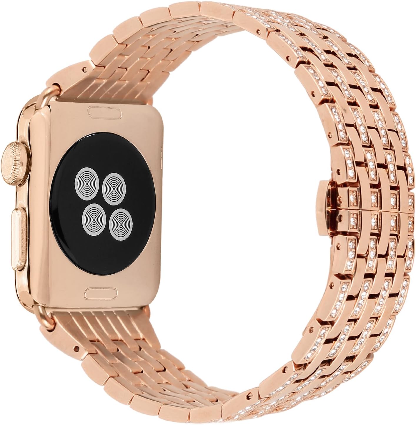 Apple Watch Band 38/40/41/42/44/45/46/49mm+ Case, Women Jewelry Bling Diamond Rhinestone Replacement Metal Bands & 2 Pack PC Protector Case for iWatch Ultra 3/2/1 Series 11/10/9/8/7/6/5/4/3/2/1/SE