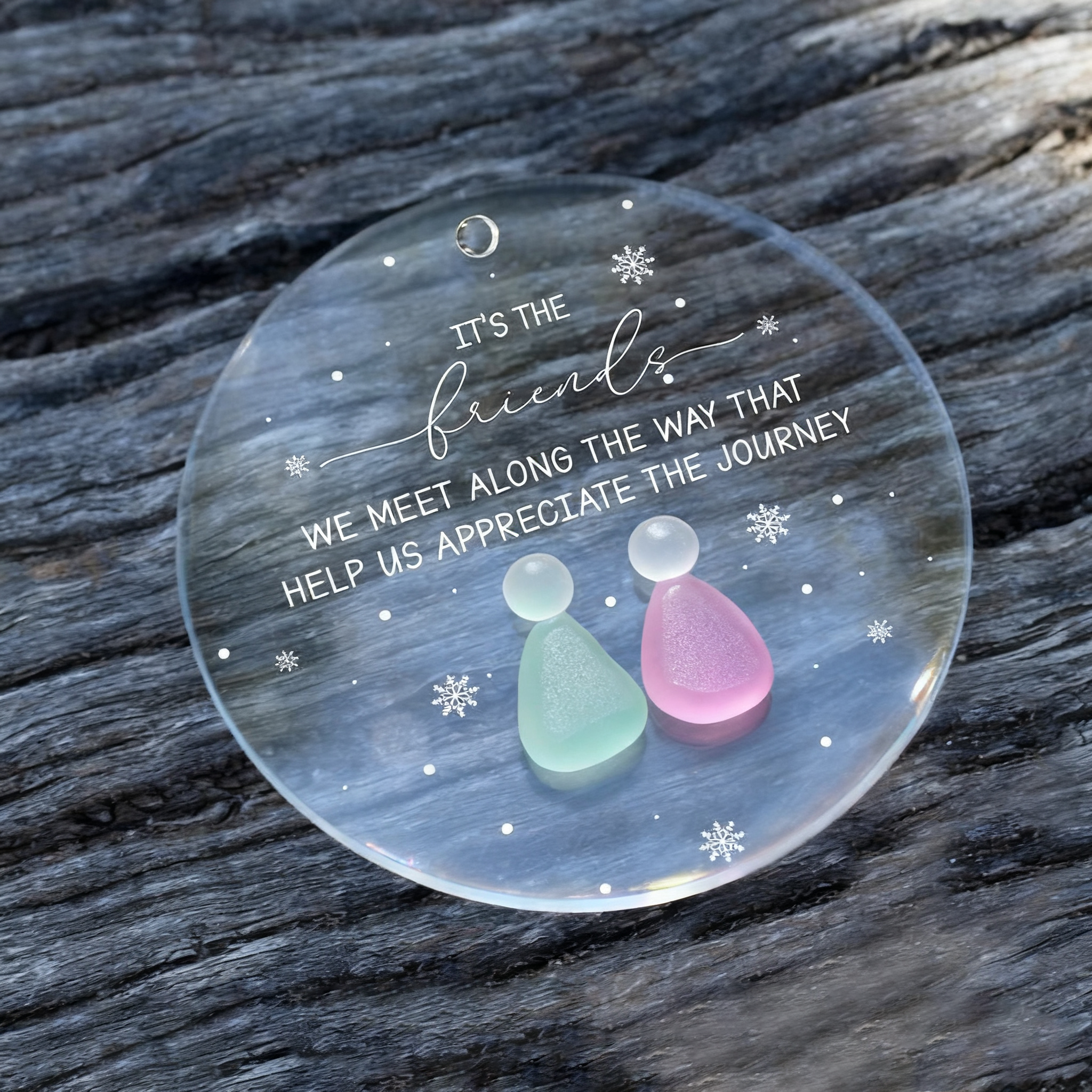 Friendship Bestie Sea Glass Ornament