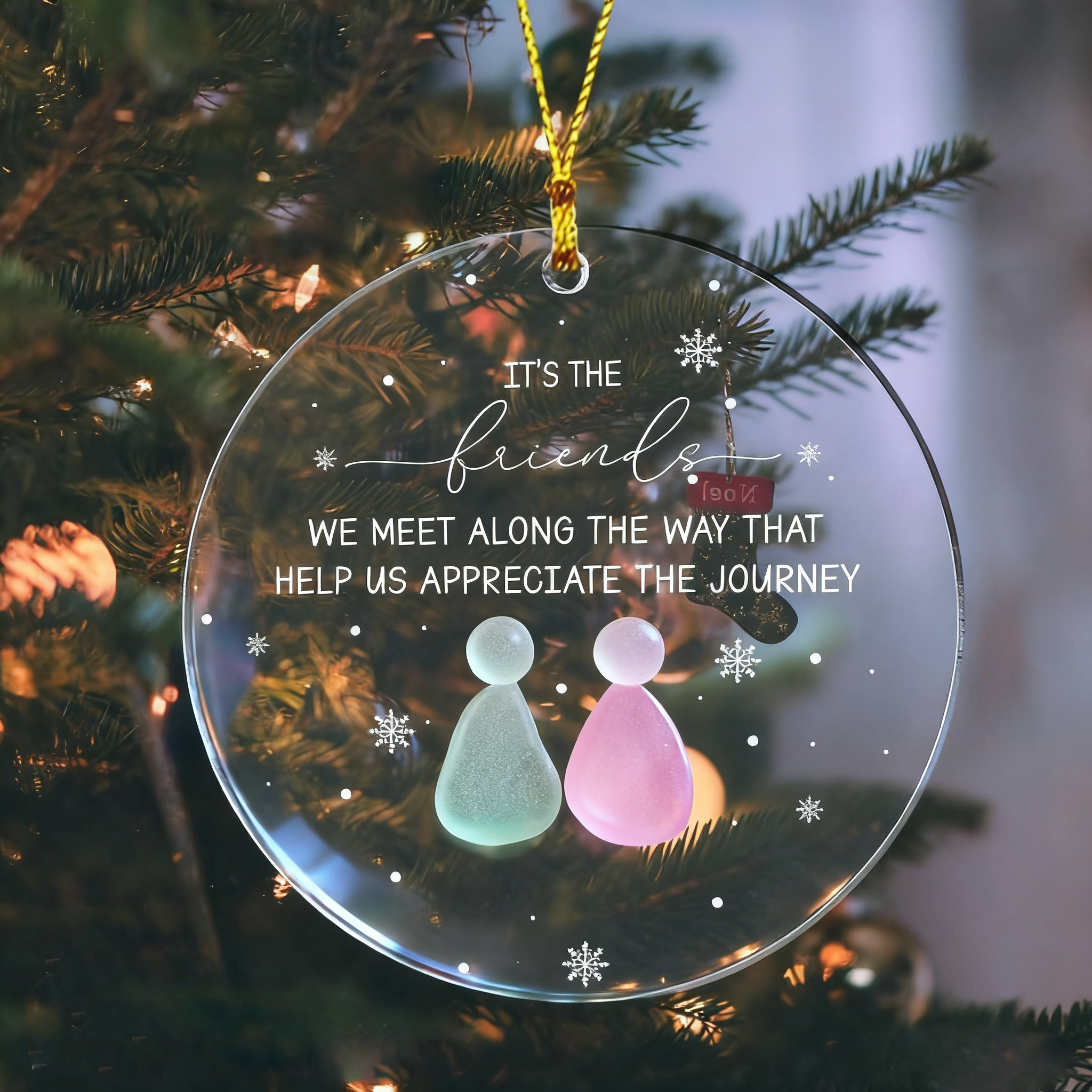 Friendship Bestie Sea Glass Ornament
