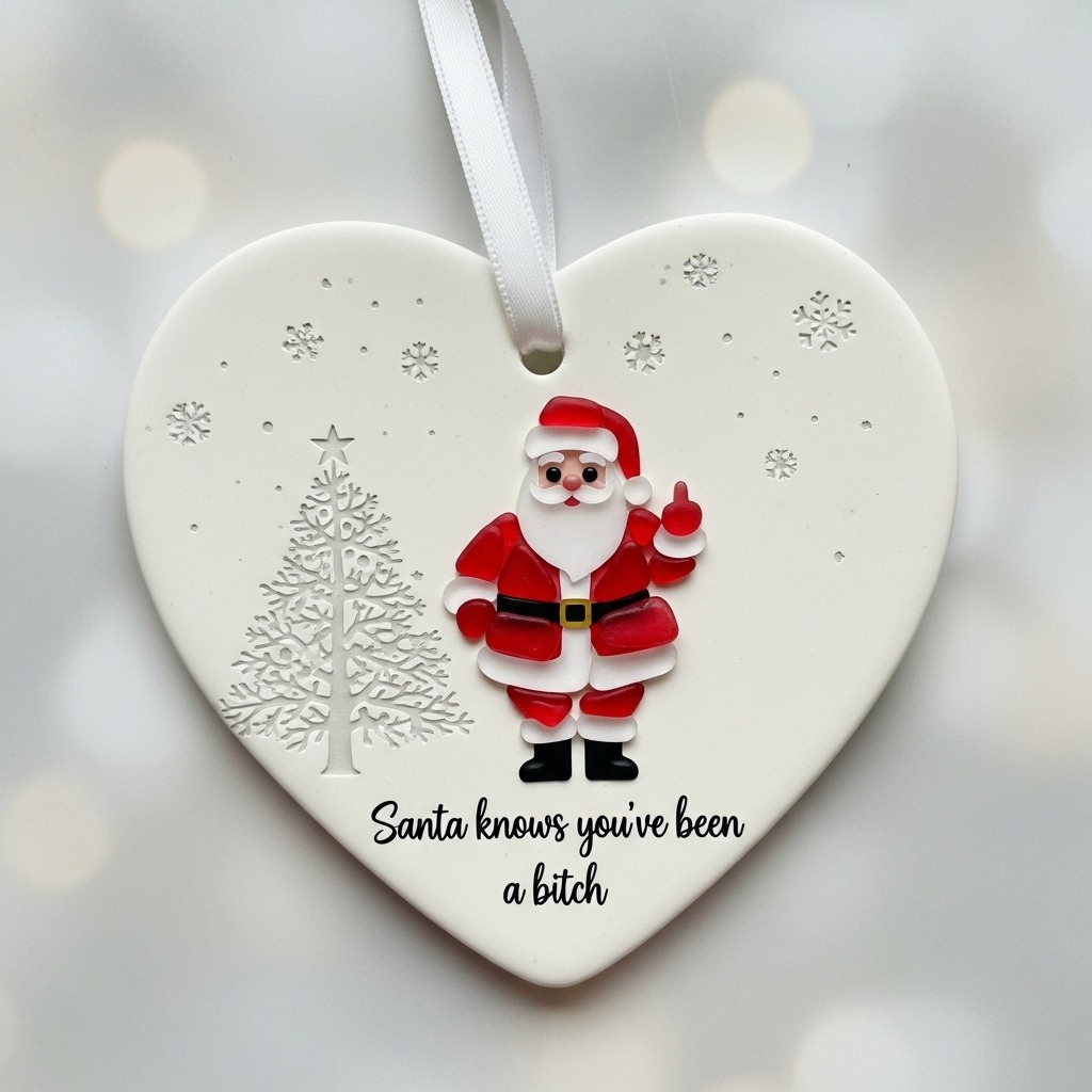 Funny Santa Claus Sea Glass Ornament 🎅