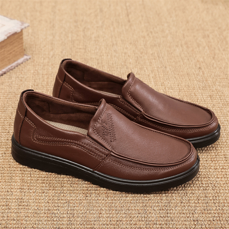 Men's Faux Leather Wide Feet Casual Slip-On Loafers