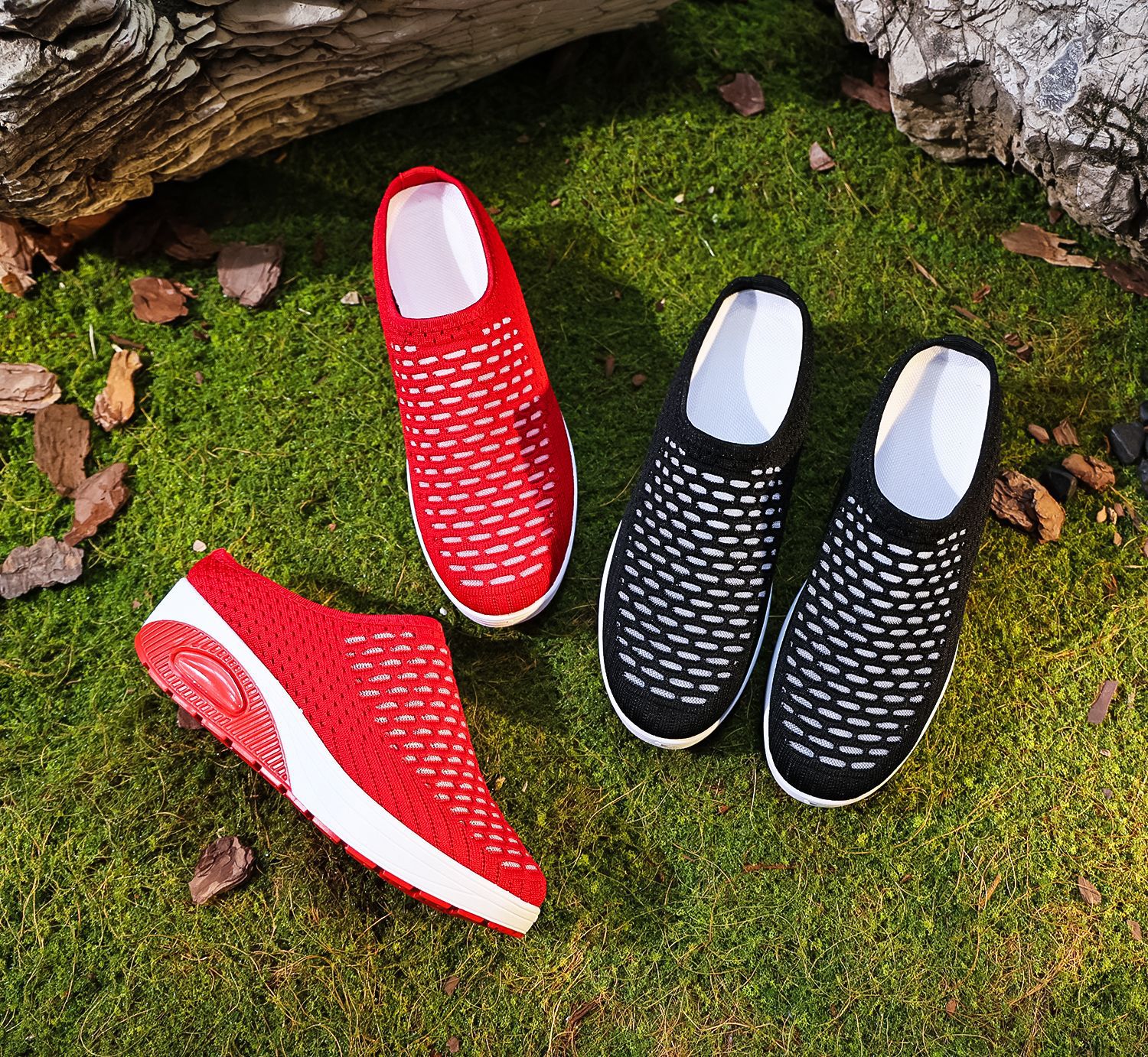 New Arrival✨Women's Air Cushioned Sole Slip-on Orthopedic Mesh Walking Slippers