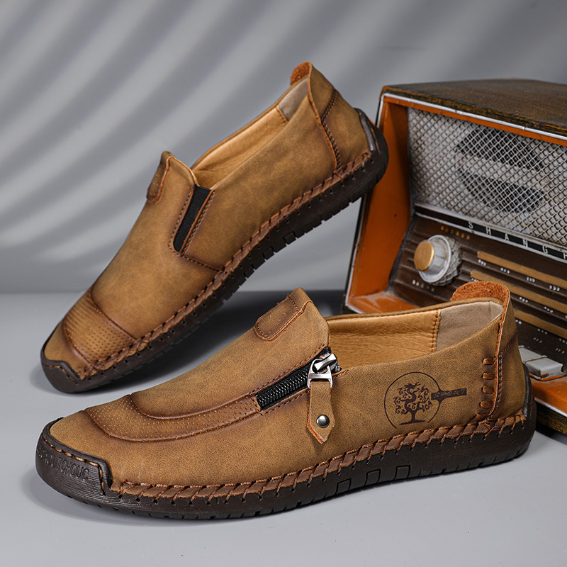 🔥Hot Sale🎉Mens Handmade Side Zipper Casual Comfy Leather Slip On Shoes