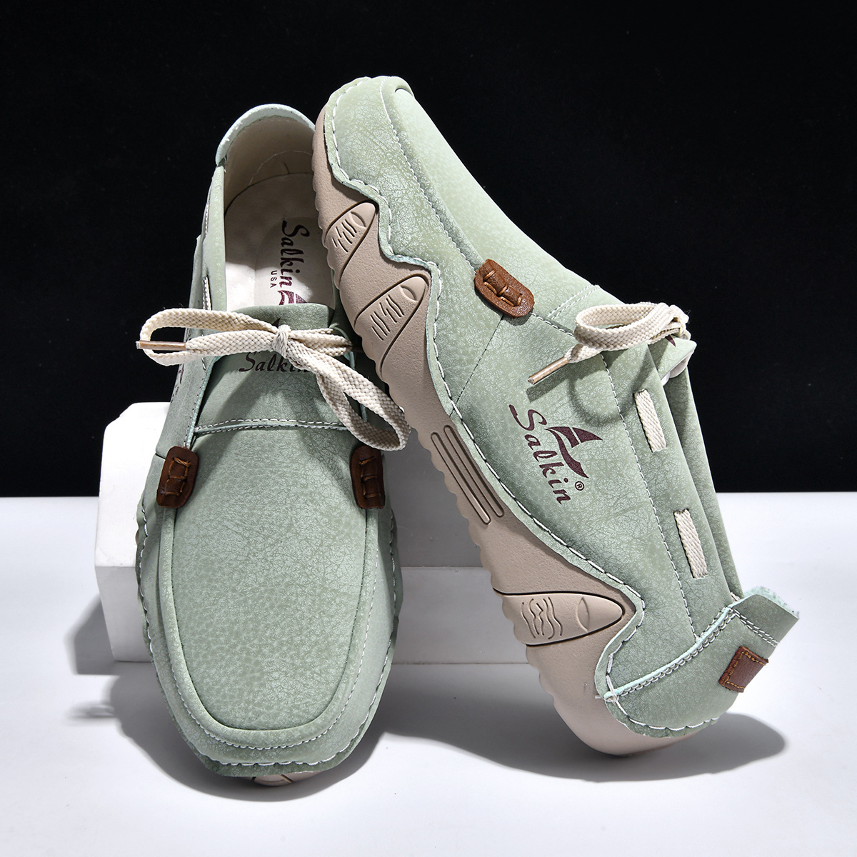 Men's Outdoor Casual Leather Shoes – Wide Toe Box & Cushioned Shock-Absorbing Sole – Designed for All-Day Comfort