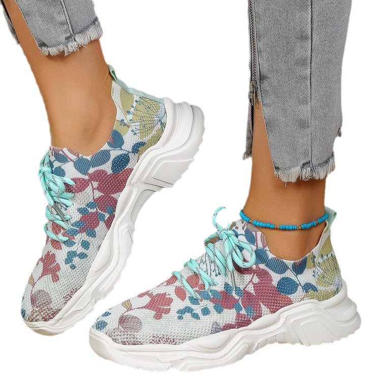 🔥HOT SALE - Flower Print Lace-up Breathable Orthopedic Sneakers