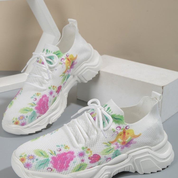 🔥HOT SALE - Flower Print Lace-up Breathable Orthopedic Sneakers