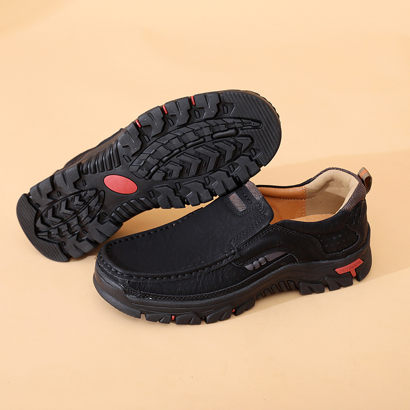 Men's Comfortable Leather Moccasin Chukka Boots Non-Slip Outdoor Work Boots - All season style