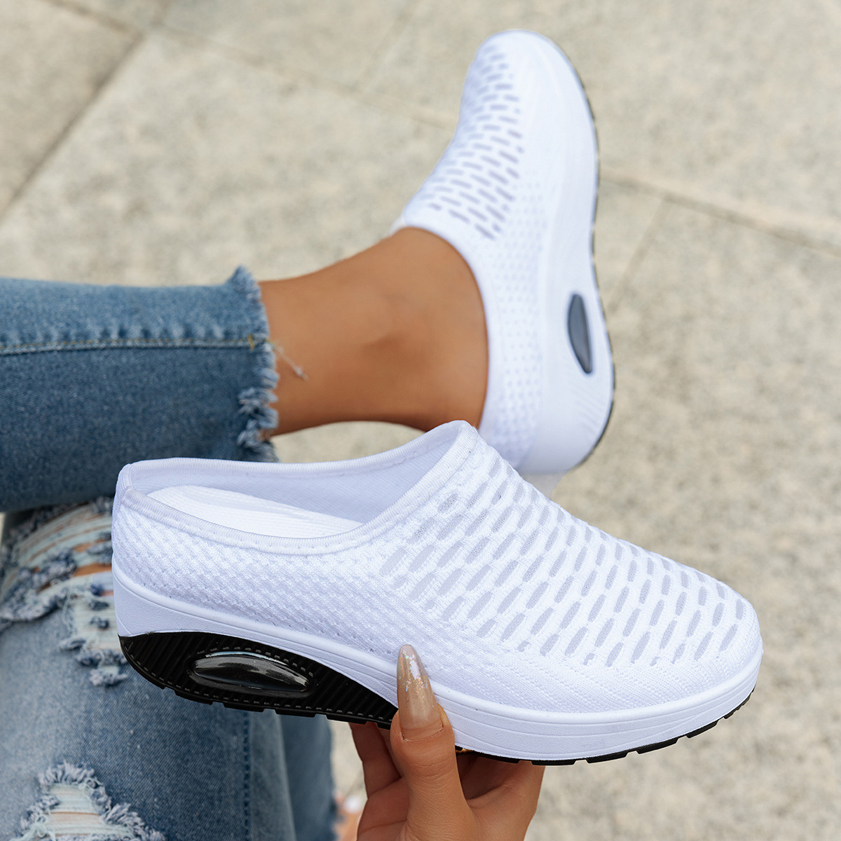 New Arrival✨Women's Air Cushioned Sole Slip-on Orthopedic Mesh Walking Slippers
