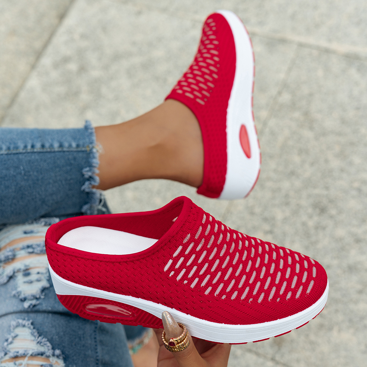 New Arrival✨Women's Air Cushioned Sole Slip-on Orthopedic Mesh Walking Slippers
