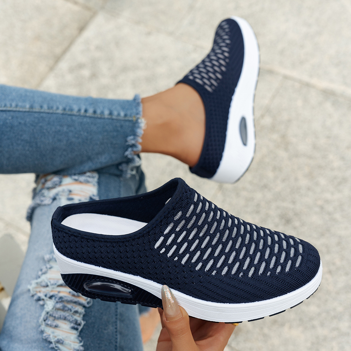 New Arrival✨Women's Air Cushioned Sole Slip-on Orthopedic Mesh Walking Slippers