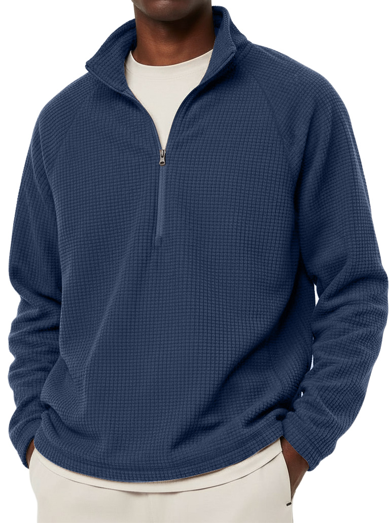 Men's Casual Solid Corduroy Stand Collar Zipper Sweatshirt