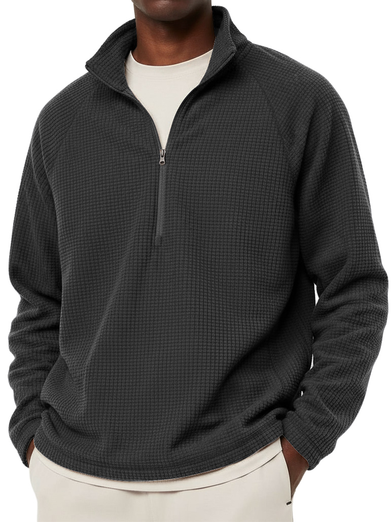 Men's Casual Solid Corduroy Stand Collar Zipper Sweatshirt