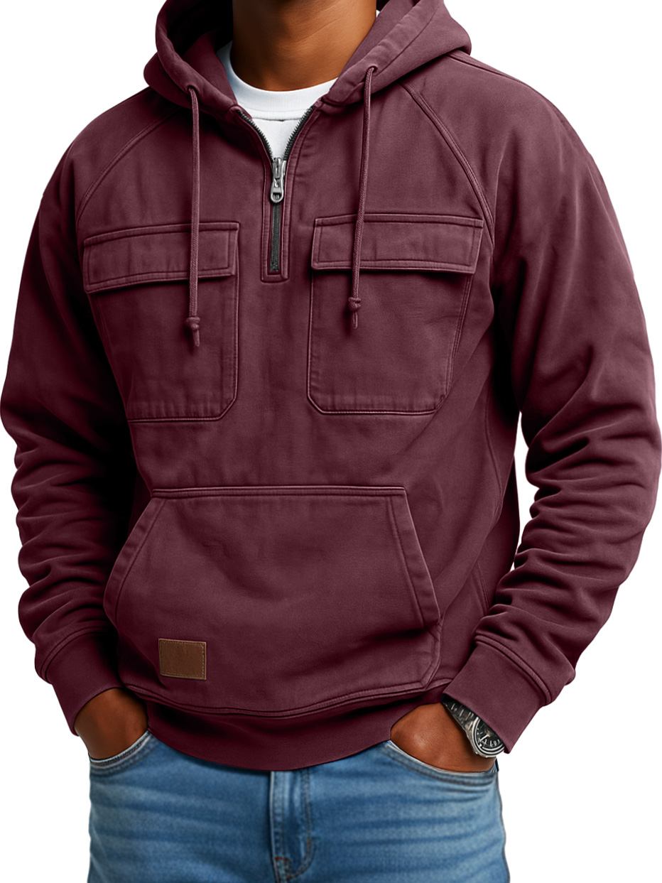 Men's Vintage Workwear Zip Hooded Sweatshirt