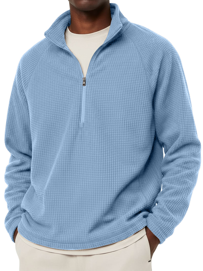 Men's Casual Solid Corduroy Stand Collar Zipper Sweatshirt
