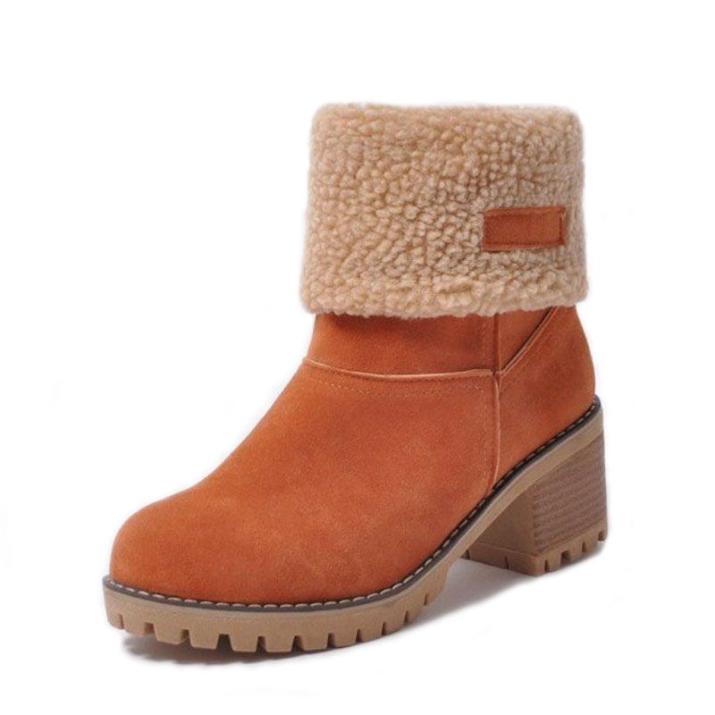 Women's Chunky Heel Round Toe Snow Boots