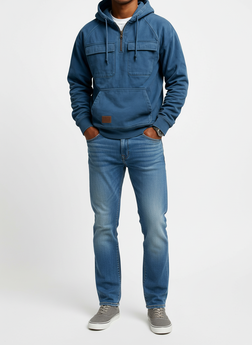 Men's Vintage Workwear Zip Hooded Sweatshirt