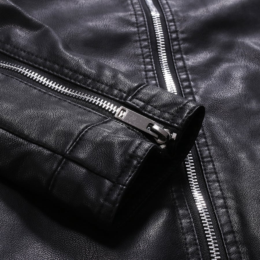 Men's PU leather Motorcycle Jacket Casual Coat