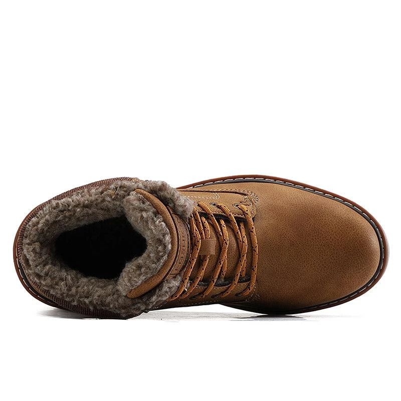 Men Outdoor Slip Resistant Warm Plush Lining Waterproof Snow Ankle Boots-burnzay