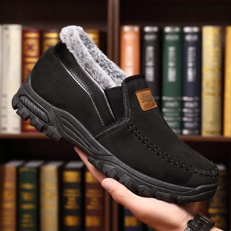 🎉Men's Warm Comfortable Arch Support Waterproof Fleece Cow Leather Snow Boots