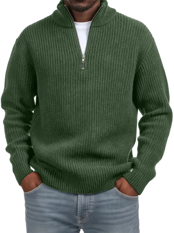 🎄CHRISTMAS SALE🎄Men's Casual Simple Quarter Zip Stand Collar Cashmere Sweater