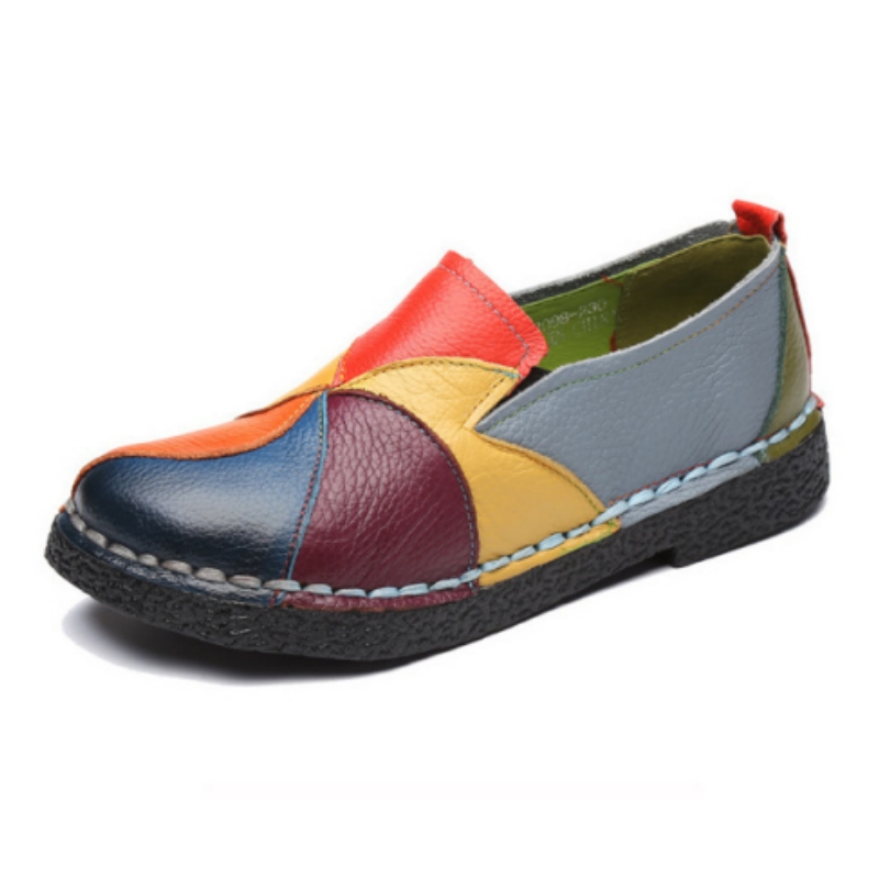 Top layer cowhide -Premium Colorblock Slip-On Work Loafers