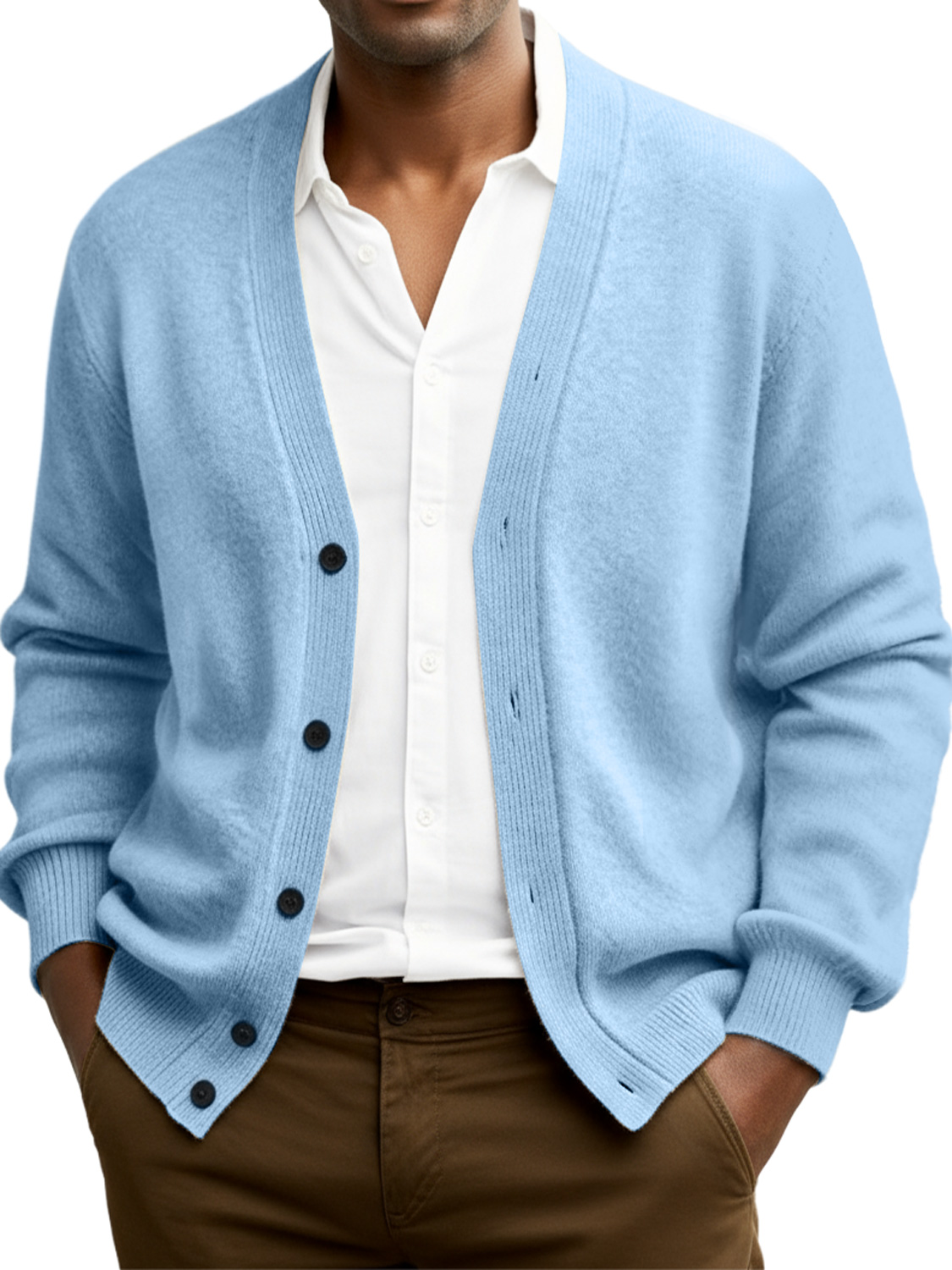 Men's Simple Casual Loose Single-breasted Sweater Cardigan