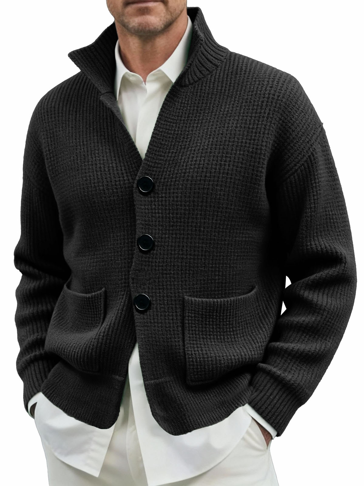 Men's Fashionable Lapel All-match Pocket Suit Sweater Coat
