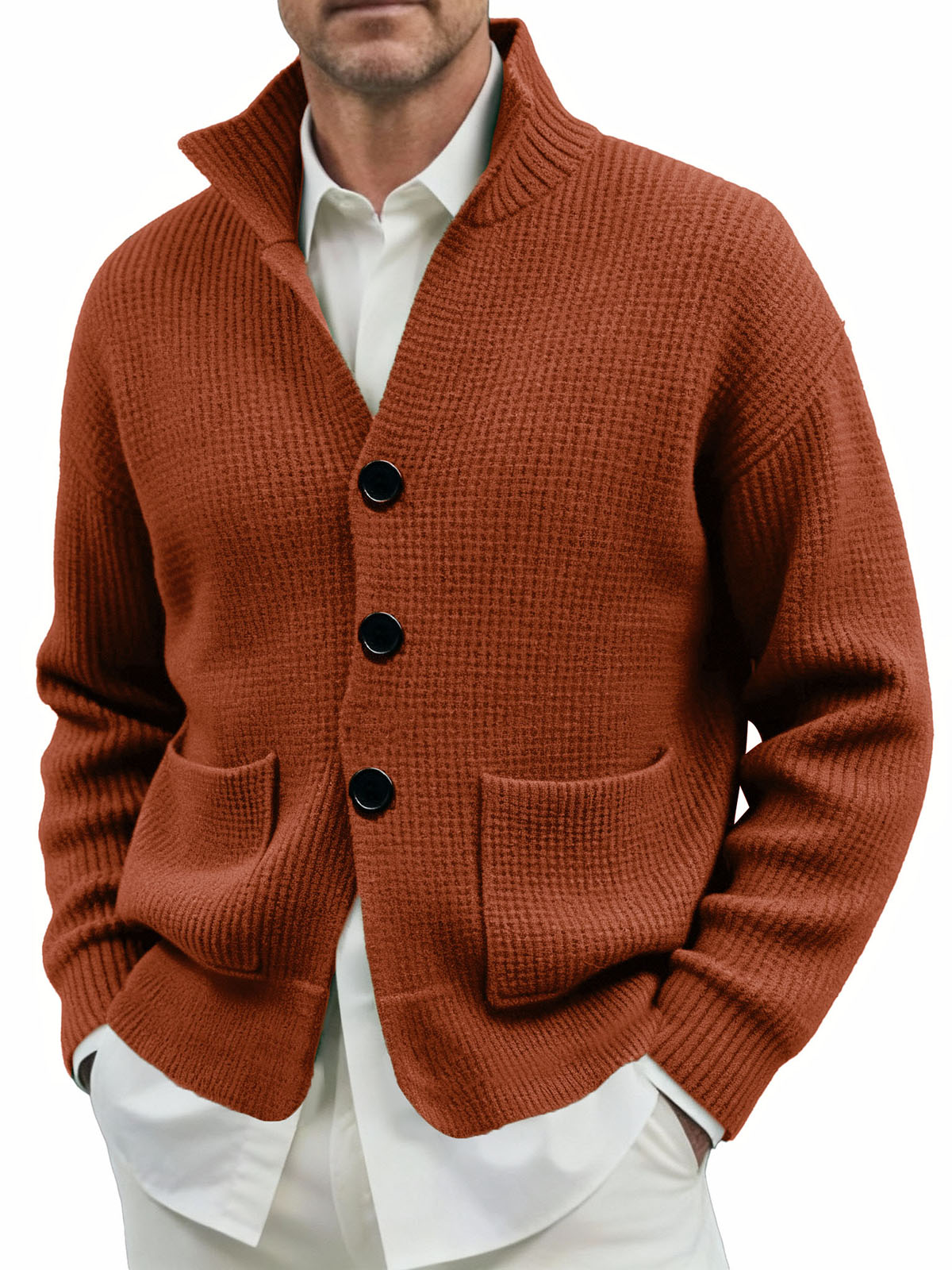 Men's Fashionable Lapel All-match Pocket Suit Sweater Coat