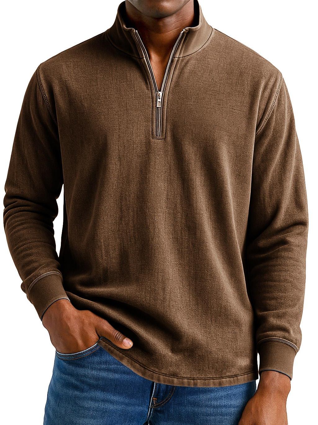 Men's Stylish Casual Vintage Distressed Half-zip Sweatshirt