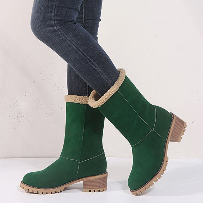 Women's Chunky Heel Round Toe Snow Boots