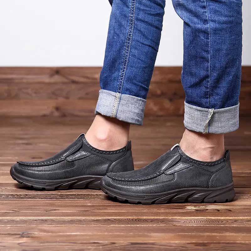 Men Casual Comfy Leather Slip On Loafers