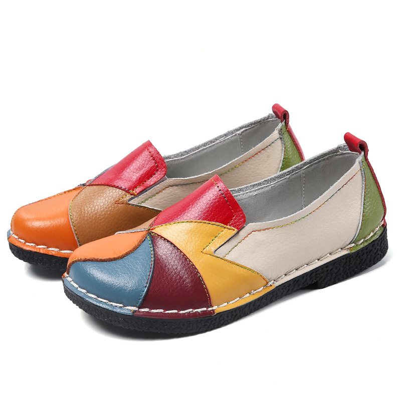Top layer cowhide -Premium Colorblock Slip-On Work Loafers