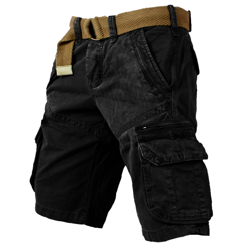 Men's Outdoor Vintage Washed Cotton Washed Multi-pocket Tactical Shorts